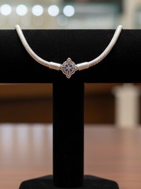 Sterling Silver Blue Jeweled Celtic Bracelet